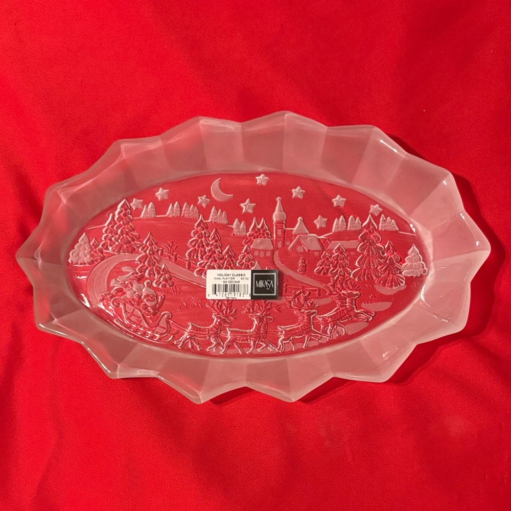 Mikasa Clear Crystal Holiday Scene Platter